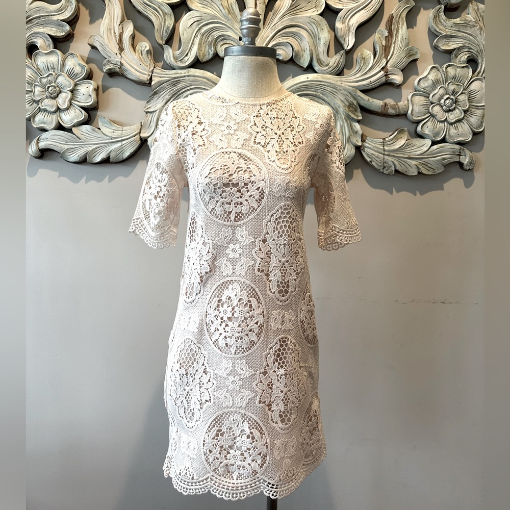 Zara Light Pink Lace Dress - XS